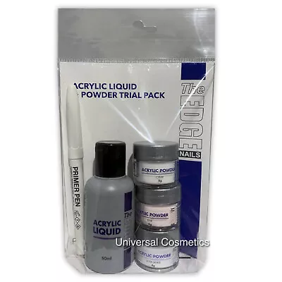 The Edge Acrylic Powder And Liquid Trial Kit Pack Primer Pen- GENUINE • £14.99