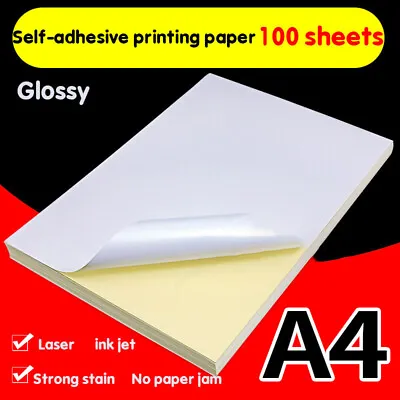 $45.55 • Buy 100 Sheets A4 Laser Inkjet Printer Craft Paper White Self Adhesive Sticker La^ZT