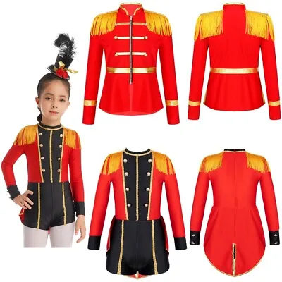 Boys Girls Circus Ringmaster Costume Drum Majorette Victorian Cosplay Jacket Top • $13.33