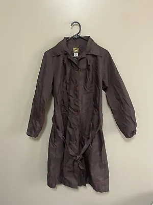 Slicker Vintage Womens Brown Raincoat With Belt Size 12 • $56