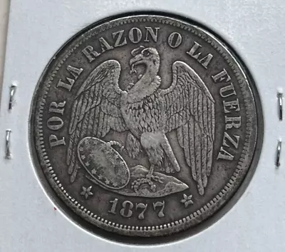 1877 Chile 1 One Peso - Silver • $100