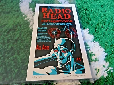 $225 • Buy 1995 Rare Radiohead Seattle Silk Screen Handbill Mini Poster S/n #238/250 Rock