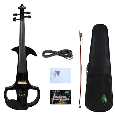 Yinfente Black Electric Silent Violin 4/4 Handmade Sweet Tone Free Case+Bow #EV7 • $199