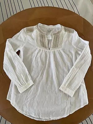 J Crew Peasant Boho Style  Off White Cotton Blouse Size 4 • $4.95