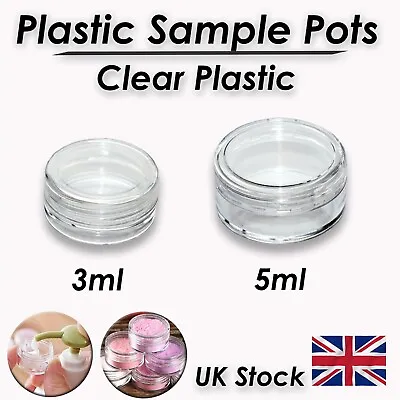 3ml 5ml Small Round Plastic Sample Pot Jar Glitter Make Up Cosmetic Travel Tool • £1.59