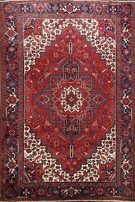 Excellent 7x10 Ft. Vintage Rug Heriz Traditional Hand-Knotted Wool Carpet • $1096.16