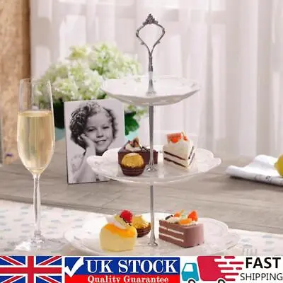 Set Of 3 Tiers Cake Plate Stand Handle Fitting Party Crown Rod Rack • £5.09