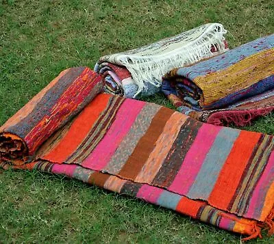 £23.95 • Buy Indian Handmade Chindi Rag Rug Small Rug 6'x3'FT Throw Rugs Washable Hippie Rug