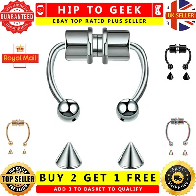 Magnetic Nose Ring Non-Piercing Fake Septum Segment Helix Tragus Faux Clicker UK • £2.95