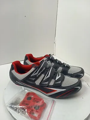 Venzo MX Bicycle Cycling Riding Shoes Size 10.5 Black Red Gray • $39.99