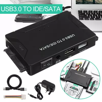 $34.99 • Buy USB 3.0 To 2.5 /3.5 IDE SATA Hard Drive Disk Converter External HDD/SSD Adapter