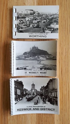 £7 • Buy Three Vintage B&W Postcard Booklets - Keswick, Worthing, St.Michael's Mount.