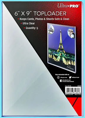 5 Ultra Pro 6x9 TOPLOADERS NEW Photo Sports Card Collectible Photo Sleeve Rigid • $9.99