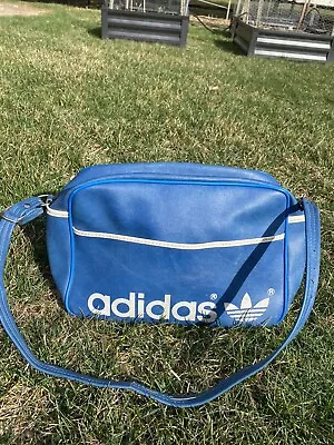 Vintage Adidas 70s Blue Crossbody Messenger Satchel Gym Shoulder Strap Bag • $70