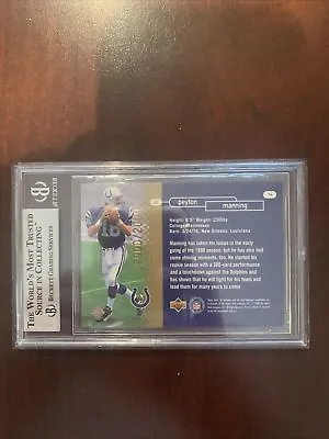 $10000 • Buy 2000/2000 1998 Sp Authentic Peyton Manning Future Watch 🤯, Bgs 9 Extremely Rare