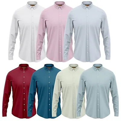£11.99 • Buy Poplin Shirts For Men Adult Long Sleeve Slim Fit Double Cuff Formal Casual Wear