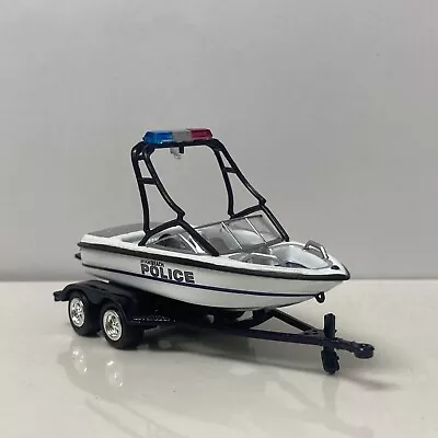 Miami Beach Police Boat & Trailer Collectible 1/64 Scale Diecast Model • $15.99