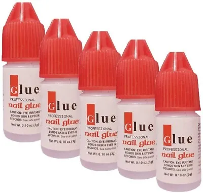 5 Pack Nail Glue For Acrylic Nails Tips Good For False Nail Strong Adhesive Glue • £3.65