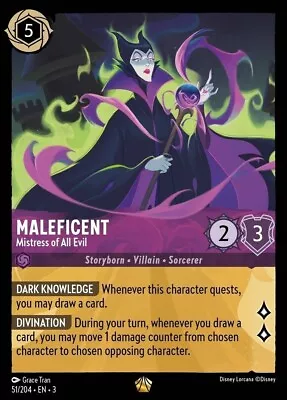 Maleficent Mistress Of All Evil 51/204 Set 3 Foil Legendary Lorcana NOn FOIL • £7.49