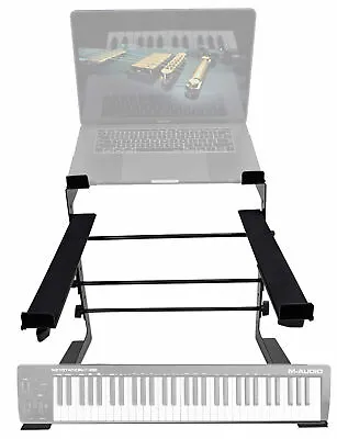 Rockville Dual Shelf Laptop+Controller Stand For M-Audio Keystation 61 Keyboard • £48.16