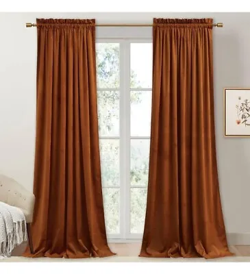 Stang H Burnt Orange Velvet Curtains Blackout  52×108  2 Panels • $56.50