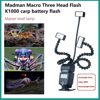 KUANGREN K1000 Flexible Macro LED Flash Light Speedlight 3 Head Canon Nikon Sony • $339