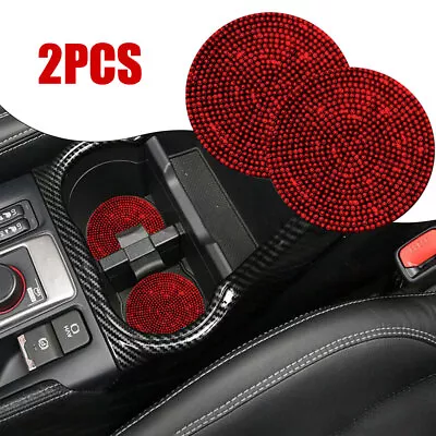 2x Car Interior Parts Red Bling Cup Holder Insert Coaster Vehicle Accessories • $14.17