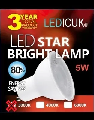 GU10 LED Bulbs 5W Warm/Daylight/Cool White 3000K/4000K/6000K Spotlight♻️120° ECO • £7.99