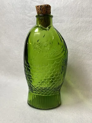 Vintage Wheaton Green Glass Fish Bottle Dr. Fisch's Bitters 7.5  • $14.99