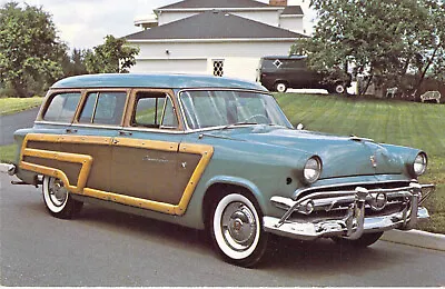 1954 Ford V8 Country Squire Station Wagon Woody Roaring 20 Auto Postcard K9 • $3.99