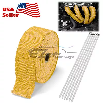 Yellow Exhaust Pipe Insulation Thermal Heat Wrap 2 X50' Motorcycle Header • $18.46