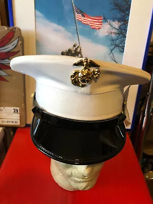 USMC Marine Corps EM Dress Blue Uniform White Cover 7 1/8  Bernard • $45.99