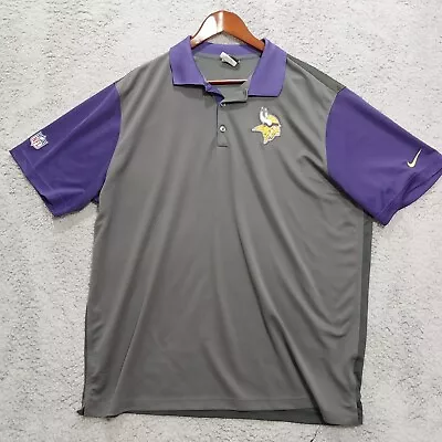 Minnesota Vikings Shirt Mens XXL Gold Logo Golf Polo Nike Dri Fit NFL On Field • $14.77