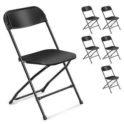 Set Of 6 Home Dinner Plastic Seat Metal Frame Folding Chair Black Color • $77.99