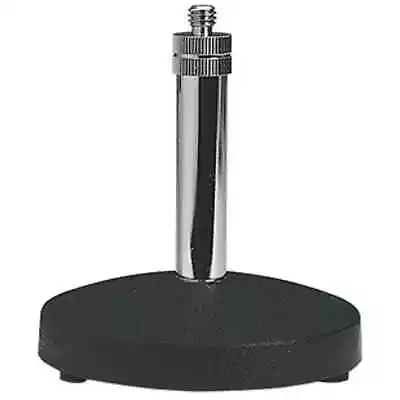 SoundLab Heavy Duty Microphone Desk Stand Round Base 3/8  & 5/8  Thread G121 • £11.98