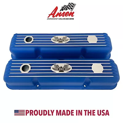 Ford FE 390 American Eagle Finned Short Blue Valve Covers - Ansen Made In USA! • $245