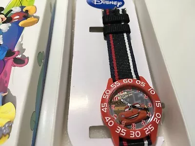  Disney Kids Time To Tell Time Cars Lightning McQueen Black Stripe Band New • $9.99