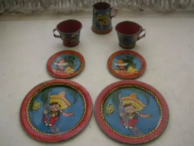 1940s Ohio Art #80 Mexican Boy Child’s Tin Tea Set • $59.95