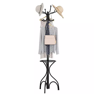 Vintage Metal Coat Hat Rack Tree Stand Clothes Hanger Hooks Umbrella Holder New • $42.99
