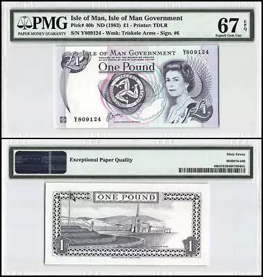 Isle Of Man 1 Pound 1983 P-40b PMG 67 • $49.99