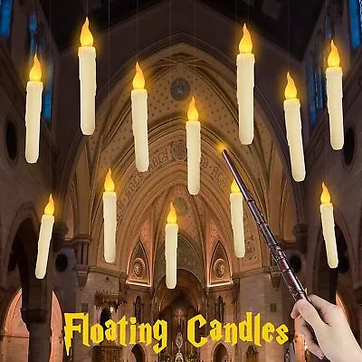 Floating Hanging Flickering Flameless LED Taper Candles With Magic Wand Remote • $18.59