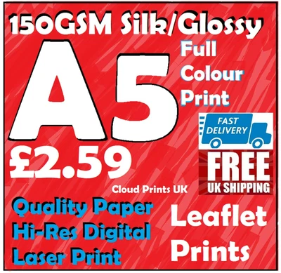 £2.79 • Buy NEW Quality Gloss Paper Leaflet / Flyer Printing / Advertising 150gsm Gloss A5
