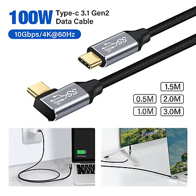 100W 5A USB C To C PD Cable Fast Charging Type-C Right Angle Data Cord 4K Lead • $9.99