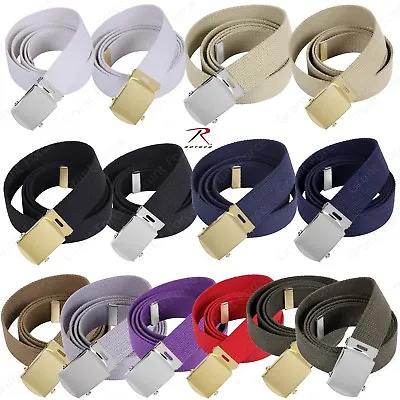 Cotton Military Web Belt With Brass Or Chrome Buckle • $7.99