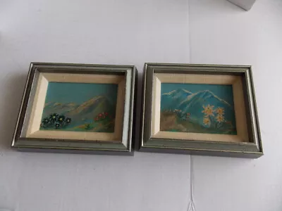 Vintage Alp Flowers Pair Of Original Painting On Canvas 85 X7  • $48.33