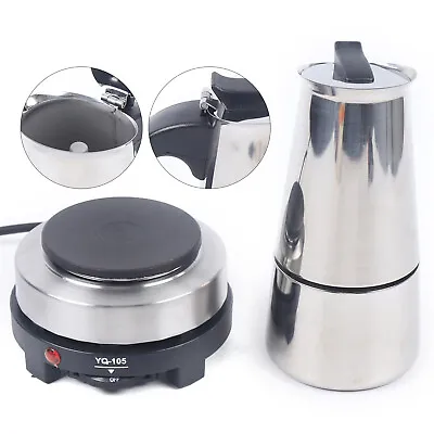 Moka Pot Espresso Coffee Maker Percolator Stovetop Stainless Steel 4/6/9 Cups • $24.70