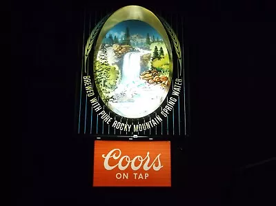 Vintage  COORS On Tap Lighted WATERFALL Motion Lighted Beer SIGN Works  • $55.06
