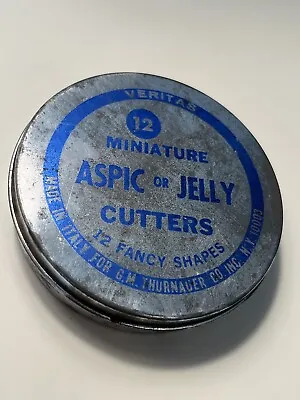 Vntg Veritas 12 Miniature Aspic Jelly Cutters Old Mini Tin Italy Star Heart Club • $12.99