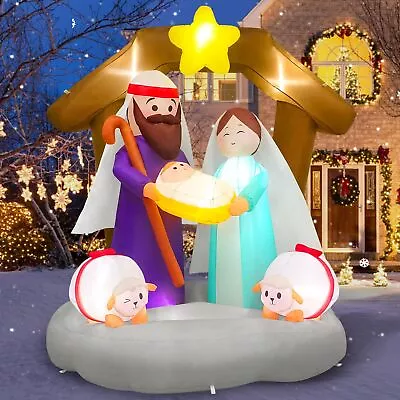 6FT Christmas Inflatables Nativity Scene Outdoor Decorations Build-in LED Li... • $67.68