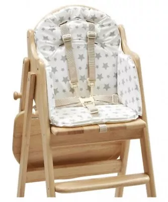 £17.01 • Buy East Coast Nursery Baby Highchair Padded Insert Grey Star Cushion Easy Fit